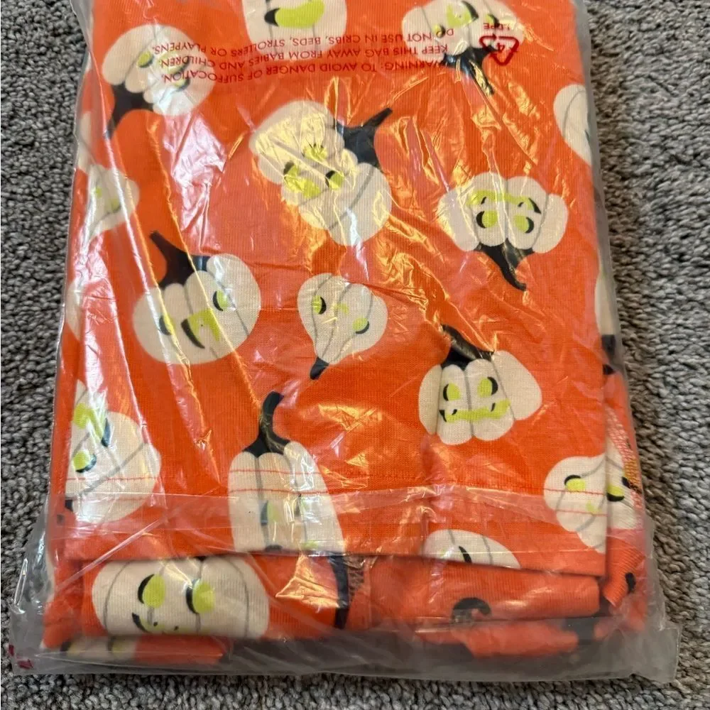Hanna Andersson Pumpkin Print Long John Pajama Set Sz 120cm